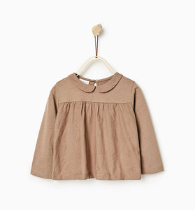 Contrast Embroidered Top