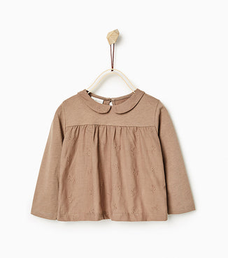 Contrast Embroidered Top