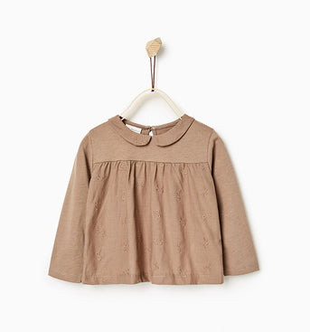 Contrast Embroidered Top